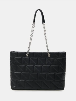 Sinsay - Pikowana torebka shopper - czarny