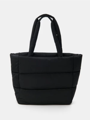 Sinsay - Pikowana torebka shopper - czarny