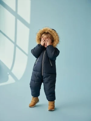 Sinsay - Pikowany kombinezon z odblaskowymi elementami - granatowy