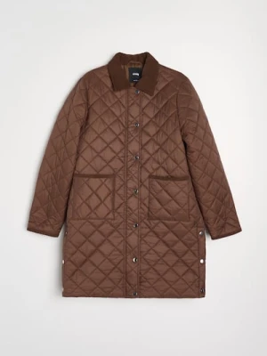 Sinsay - Pikowany płaszcz - brązowy