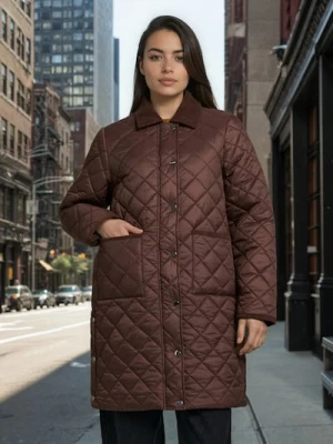 Sinsay - Pikowany płaszcz - brązowy