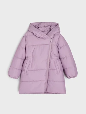 Sinsay - Pikowany płaszcz z asymetrycznym zapięciem - fioletowy