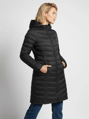 Sinsay - Pikowany płaszcz z kapturem - czarny