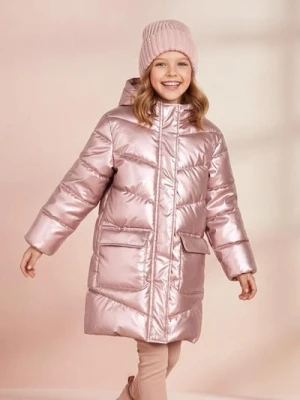 Sinsay - Pikowany płaszcz z kapturem ze sztucznym futerkiem - złoty