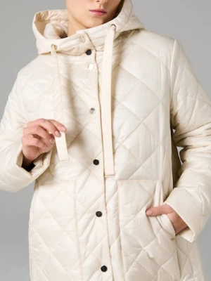 Sinsay - Pikowany płaszcz z regulowanym kapturem - kremowy