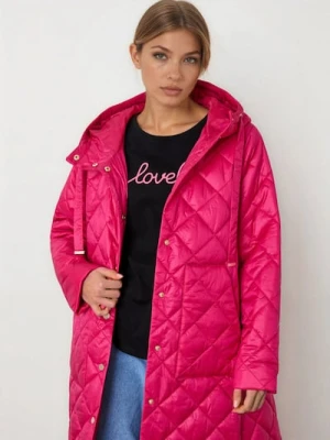 Sinsay - Pikowany płaszcz z regulowanym kapturem - różowy