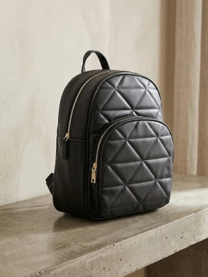 Sinsay - Pikowany plecak z imitacji skóry - czarny