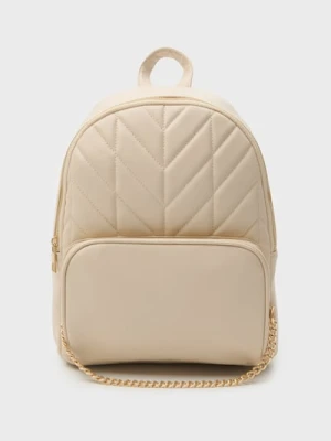 Sinsay - Pikowany plecak z ozdobnym łańcuszkiem - kremowy