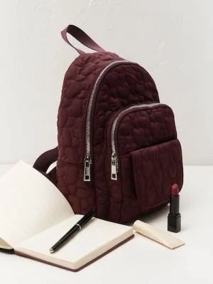 Sinsay - Pikowany plecak z regulowanymi szelkami - bordowy