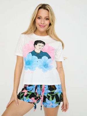 Sinsay - Piżama dwuczęściowa Frida Kahlo - kremowy