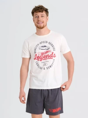 Sinsay - Piżama dwuczęściowa Hot Wheels - kremowy