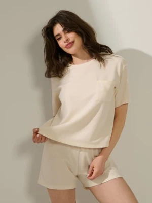 Sinsay - Piżama dwuczęściowa - kremowy