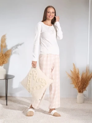 Sinsay - Piżama dwuczęściowa - kremowy