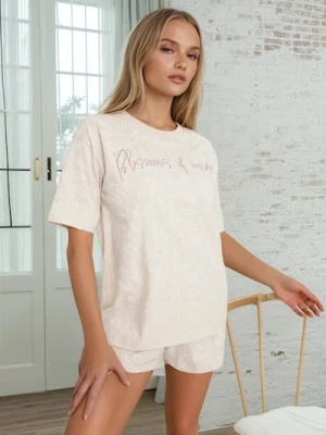 Sinsay - Piżama dwuczęściowa - kremowy