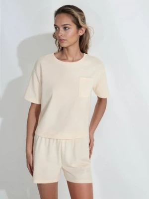 Sinsay - Piżama dwuczęściowa - kremowy