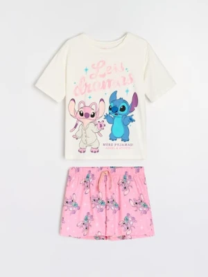 Sinsay - Piżama dwuczęściowa Stitch - kremowy