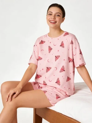 Sinsay - Piżama dwuczęściowa w ćmy - różowy