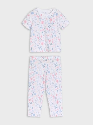 Sinsay - Piżama dwuczęściowa w kwiaty - kremowy