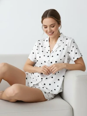Sinsay - Piżama dwuczęściowa w serca - biały
