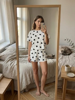 Sinsay - Piżama dwuczęściowa w serca - biały