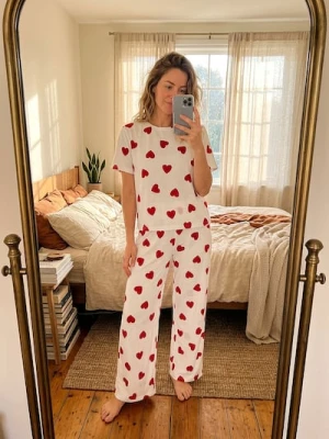 Sinsay - Piżama dwuczęściowa w serca - biały