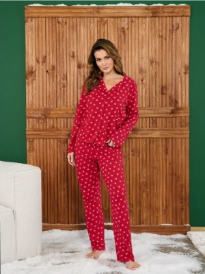 Sinsay - Piżama dwuczęściowa w świąteczne serduszka - czerwony