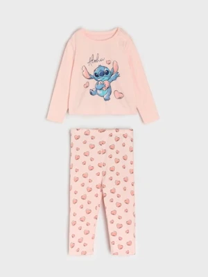 Sinsay - Piżama dwuczęściowa z długim rękawem Stitch - różowy