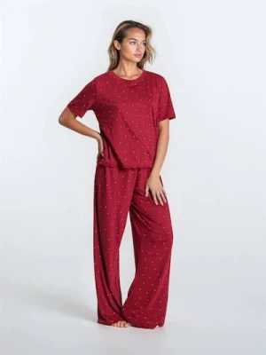 Sinsay - Piżama dwuczęściowa z domieszką wiskozy - bordowy