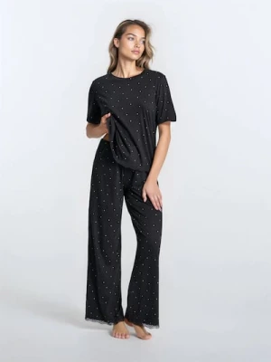 Sinsay - Piżama dwuczęściowa z domieszką wiskozy - czarny