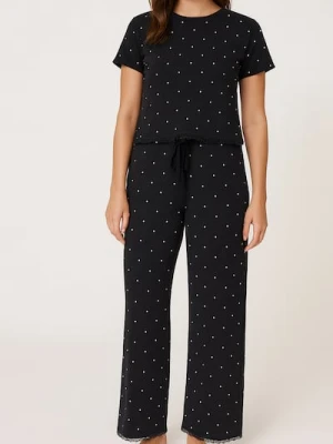 Sinsay - Piżama dwuczęściowa z domieszką wiskozy - czarny