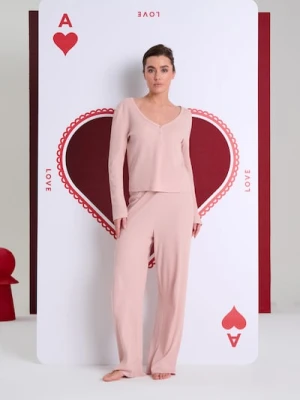 Sinsay - Piżama dwuczęściowa z domieszką wiskozy - różowy