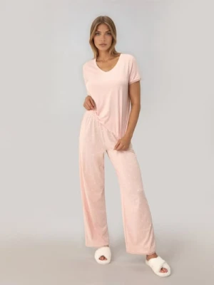 Sinsay - Piżama dwuczęściowa z domieszką wiskozy - różowy