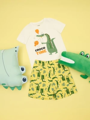 Sinsay - Piżama dwuczęściowa z krótkim rękawem z nadrukiem krokodyla - biały