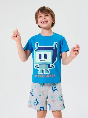 Sinsay - Piżama dwuczęściowa z motywem gamingowym - niebieski