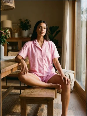 Sinsay - Piżama dwuczęsciowa z motywem kwiatowym - różowy