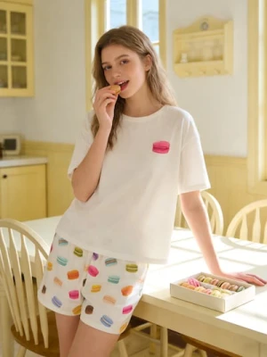 Sinsay - Piżama dwuczęściowa z motywem makaroników - wielobarwny