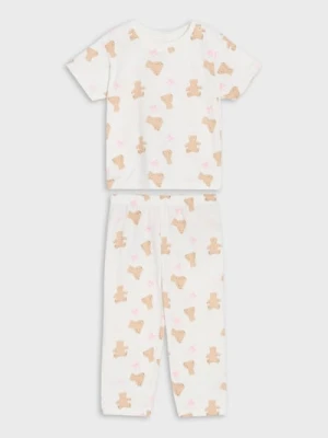 Sinsay - Piżama dwuczęściowa z motywem misia - kremowy
