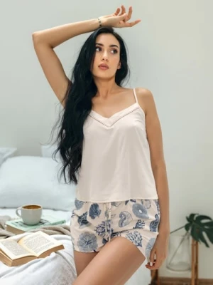 Sinsay - Piżama dwuczęściowa z motywem muszelek - beżowy