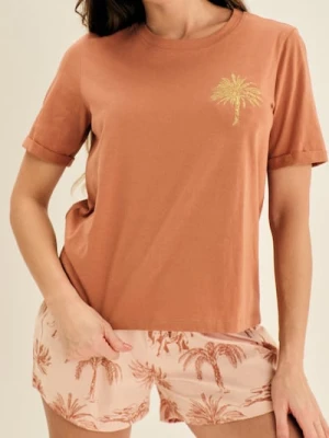 Sinsay - Piżama dwuczęściowa z motywem palm - brązowy