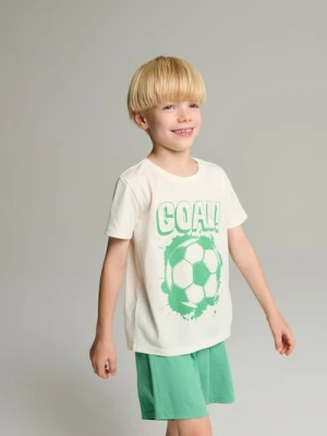 Sinsay - Piżama dwuczęściowa z motywem piłkarskim - kremowy