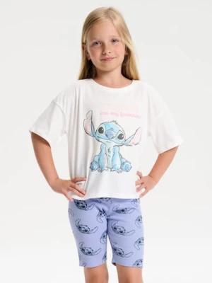 Sinsay - Piżama dwuczęściowa z nadrukiem na plecach Stitch - kremowy