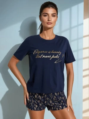 Sinsay - Piżama dwuczęściowa ze wzorem - granatowy