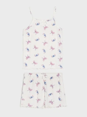 Sinsay - Piżama na ramiączkach z ozdobnymi wstążkami Stitch - kremowy