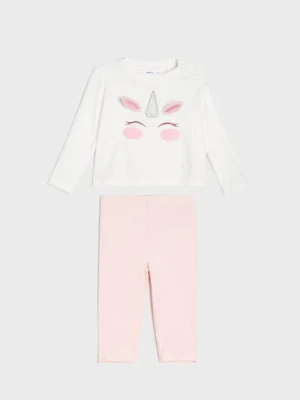 Sinsay - Piżama welurowa - kremowy