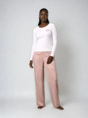 Sinsay - Piżama z długim rękawem i spodniami z lekkiej tkaniny Barbie - kremowy