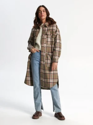 Sinsay - Płaszcz koszulowy z domieszką wełny - wielobarwny