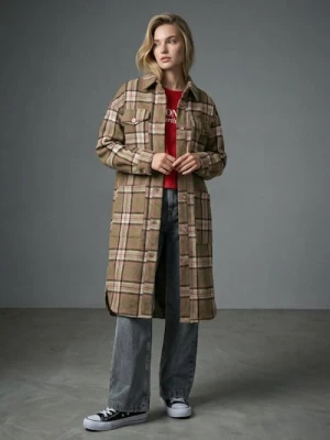 Sinsay - Płaszcz koszulowy z domieszką wełny - wielobarwny