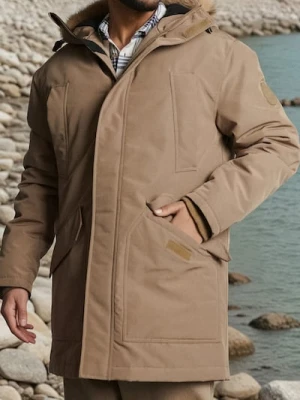 Sinsay - Płaszcz parka z kapturem - beżowy