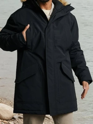 Sinsay - Płaszcz parka z kapturem - czarny