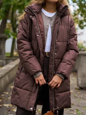 Sinsay - Płaszcz pikowany - brązowy